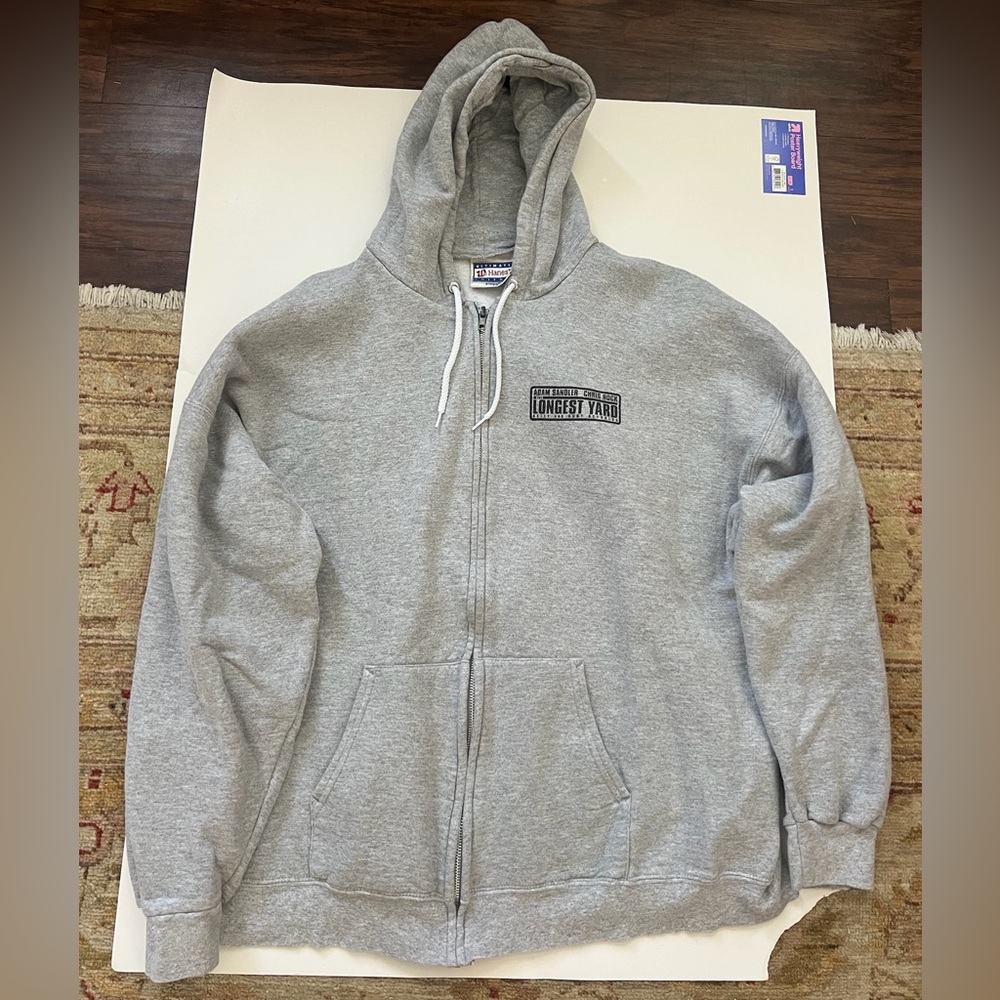 Men’s Ultimate Hanes Cotton Gray Zip-up | The Longest Yard Movie Adam Sandler XL